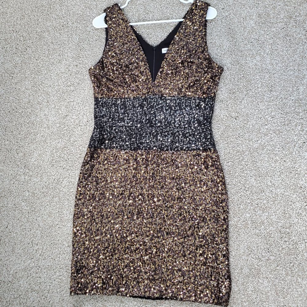 Black and Gold Sequin Dress